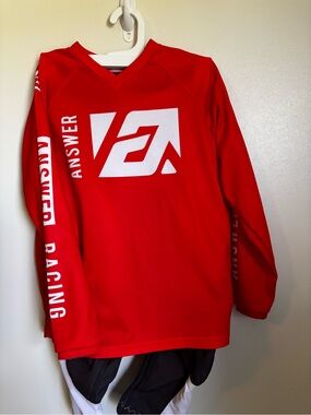 Answer Kids Red Matching Set Top - Bold White Logo